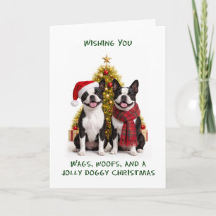 Cartes Pour Fêtes Annuelles Chiens Boston Terrier Noël