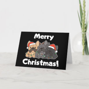 Cartes Pour Fêtes Annuelles Chiens Bouledogues Français de Noël Animaux Chiens