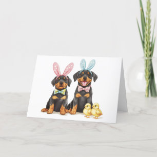Cartes Pour Fêtes Annuelles Chiens Bunny Oreilles de Pâques Rottweiler