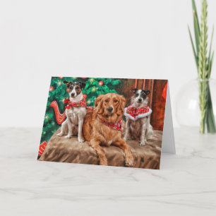 Cartes Pour Fêtes Annuelles Chiens célébrant Noël