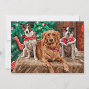 Cartes Pour Fêtes Annuelles Chiens célébrant Noël