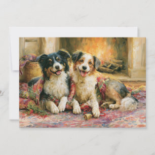 Cartes Pour Fêtes Annuelles Chiens Cheminée Noël