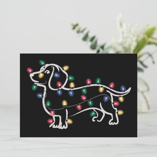 Cartes Pour Fêtes Annuelles Chiens Dachshund Arbre Noël Xmas Animal Chien  (Debout devant)