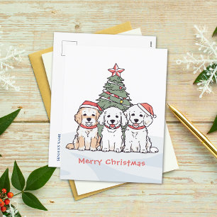 Cartes Pour Fêtes Annuelles Chiens d'aquarelle mignonnes avec chapeaux de Père