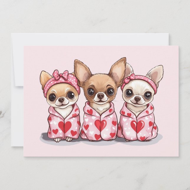Cartes Pour Fêtes Annuelles Chiens de Chihuahua de la Saint-Valentin (Devant)