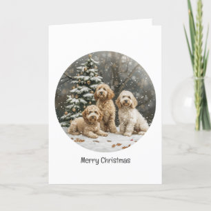Cartes Pour Fêtes Annuelles Chiens de chiot de Noël Goldendoodle