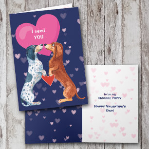 Cartes Pour Fêtes Annuelles Chiens de Cute Dachshund en Saint-Valentin
