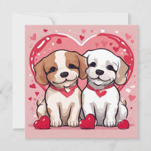 Cartes Pour Fêtes Annuelles Chiens de la Saint Valentin
