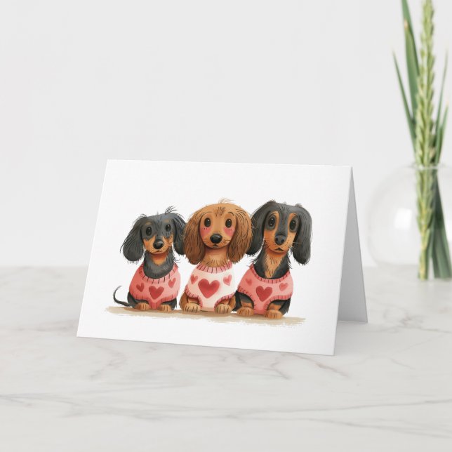 Cartes Pour Fêtes Annuelles Chiens de la Saint Valentin (Devant)