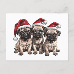 Cartes Pour Fêtes Annuelles Chiens de Noël Carlins Père Noël