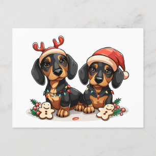 Cartes Pour Fêtes Annuelles Chiens de Noël Dachshund