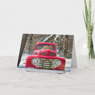 Cartes Pour Fêtes Annuelles Chiens de Noël dans le vieux camion