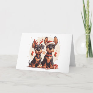 Cartes Pour Fêtes Annuelles Chiens de Noël Dobermann