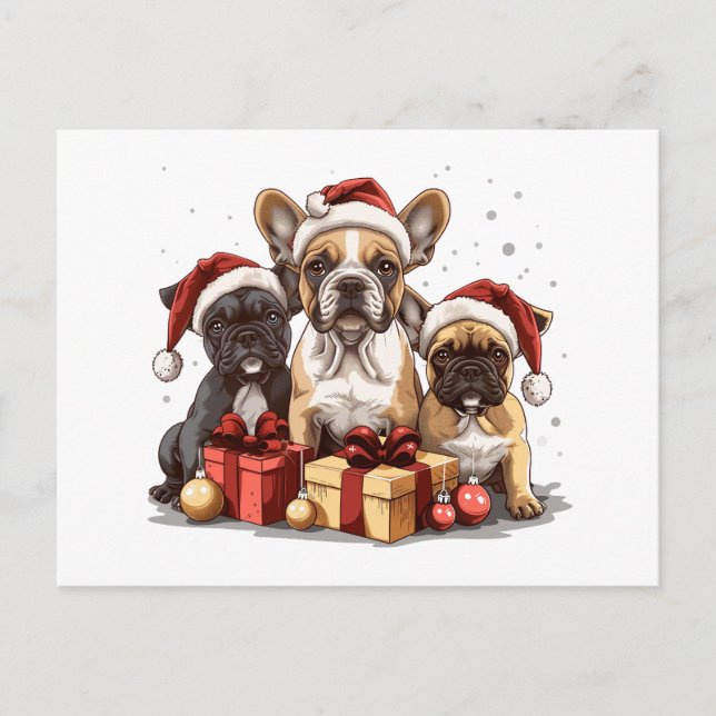 Cartes Pour Fêtes Annuelles Chiens de Noël Français Chiens de Noël (Devant)