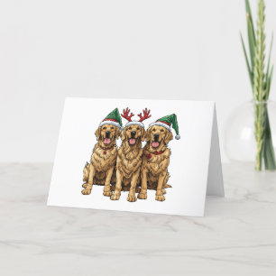 Cartes Pour Fêtes Annuelles Chiens de Noël Golden Retriever