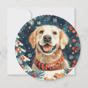 Cartes Pour Fêtes Annuelles Chiens de Noël Golden Retriever