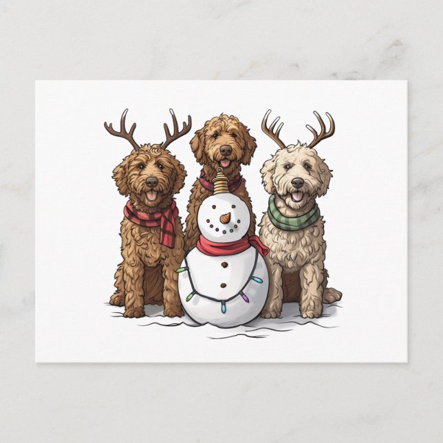 Cartes Pour Fêtes Annuelles Chiens de Noël Goldendoodle (Devant)