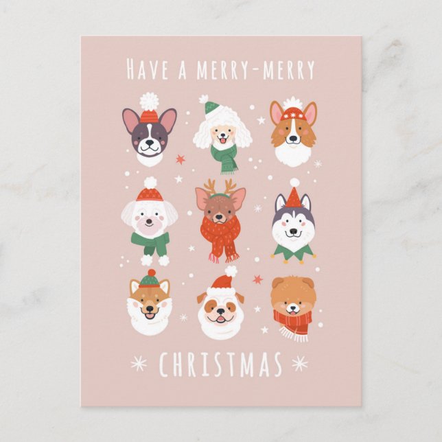 Cartes Pour Fêtes Annuelles Chiens de Noël joyeux (Devant)
