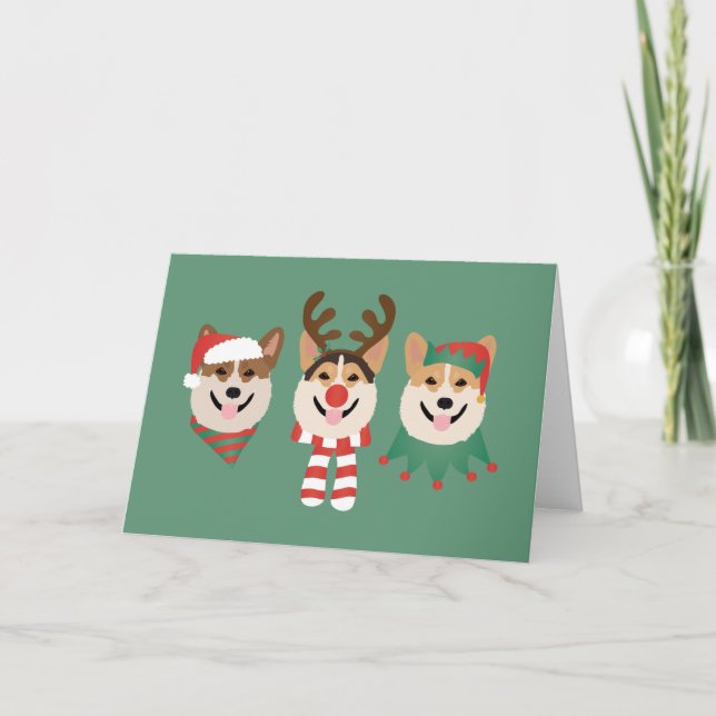 Cartes Pour Fêtes Annuelles Chiens de Noël Pembroke Welsh Corgi (Devant)