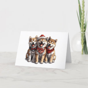 Cartes Pour Fêtes Annuelles Chiens de Noël Shiba Inu Père Noël