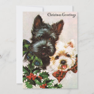 Cartes Pour Fêtes Annuelles Chiens de Noël Vintage