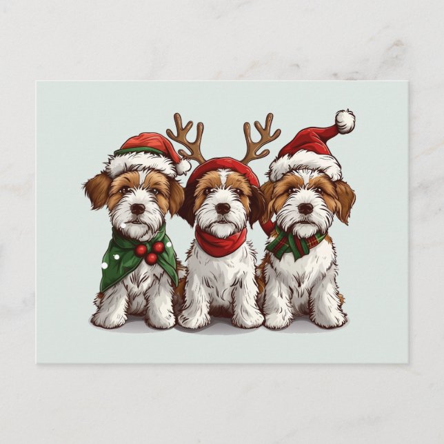 Cartes Pour Fêtes Annuelles Chiens de Noël Welsh Wire Fox Terrier (Devant)