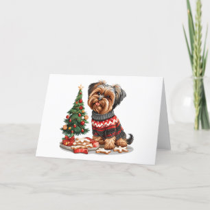 Cartes Pour Fêtes Annuelles Chiens de Noël Yorkshire Terrier