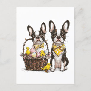 Cartes Pour Fêtes Annuelles Chiens de Pâques Boston Terrier