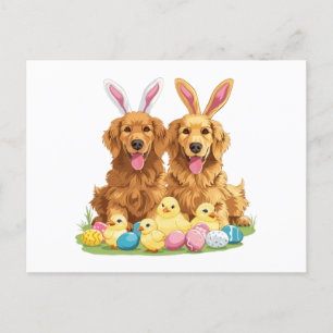 Cartes Pour Fêtes Annuelles Chiens de Pâques Golden Retriever Chiens Bunny Ore