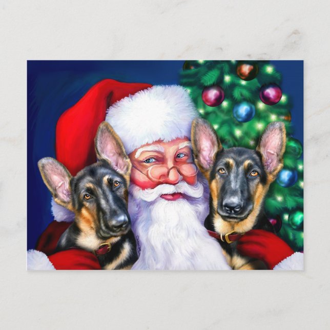 Cartes Pour Fêtes Annuelles Chiens de père Noël allemands (Devant)