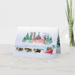 Cartes Pour Fêtes Annuelles Chiens de plateau Brown, noir et gris, tirant Slei