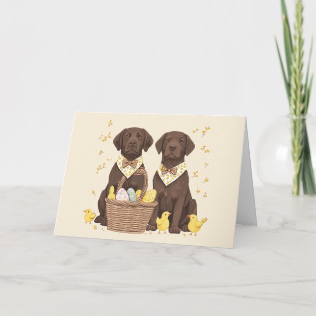 Cartes Pour Fêtes Annuelles Chiens de récupération du labrador de pâques (Devant)