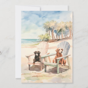 Cartes Pour Fêtes Annuelles Chiens de scène Pastel Beach en chaises Adirondack