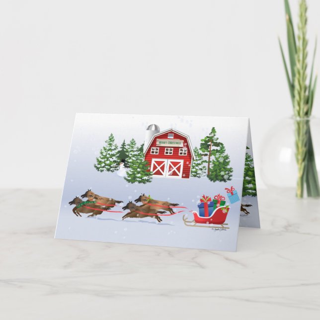 Cartes Pour Fêtes Annuelles Chiens De Tervuren Qui Tirent De La Sleigh ! Vacan (Devant)
