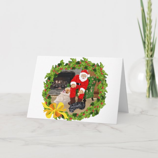 Cartes Pour Fêtes Annuelles Chiens écossais à Noël (Devant)