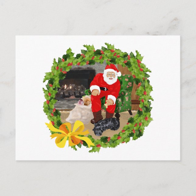 Cartes Pour Fêtes Annuelles Chiens écossais à Noël (Devant)