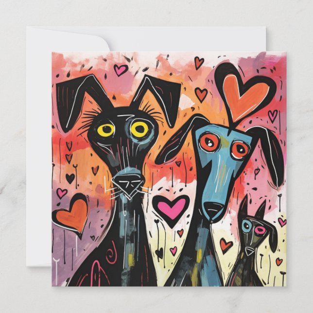 Cartes Pour Fêtes Annuelles Chiens Et Coeurs Valentin (Devant)