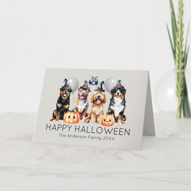 Cartes Pour Fêtes Annuelles Chiens heureux Halloween (Devant)