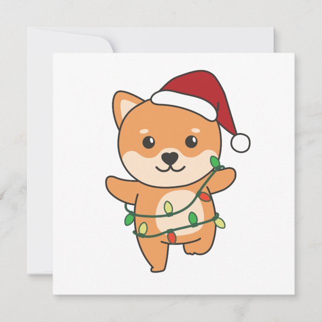 Cartes Pour Fêtes Annuelles Chiens mignons hivernaux Shiba Inu Noël (Devant)