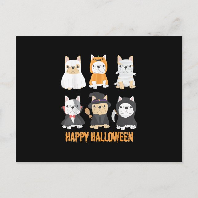 Cartes Pour Fêtes Annuelles Chiens Pug Joyeux Halloween Amour de Bouledogue Fr (Devant)