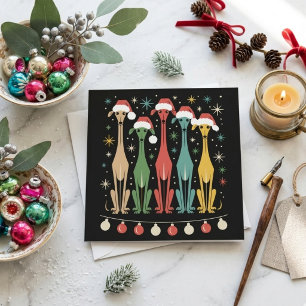 Cartes Pour Fêtes Annuelles Chiens Rétro Moderne de la Mi-Siècle Style Noël 50