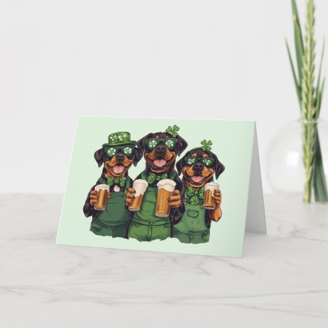 Cartes Pour Fêtes Annuelles Chiens Rottweiler pour la Saint-Patrick (Devant)