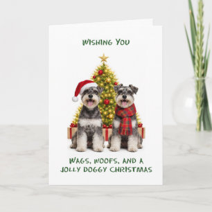 Cartes Pour Fêtes Annuelles Chiens Schnauzer Noël
