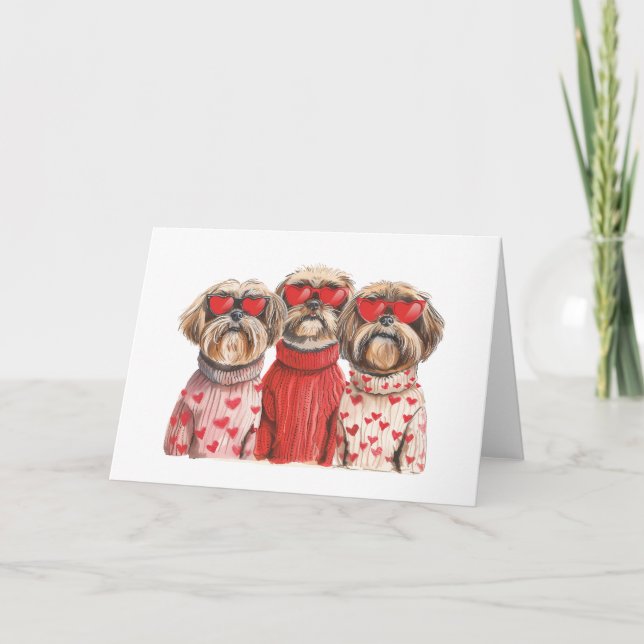 Cartes Pour Fêtes Annuelles Chiens Shih Tzu pour la Saint-Valentin (Devant)