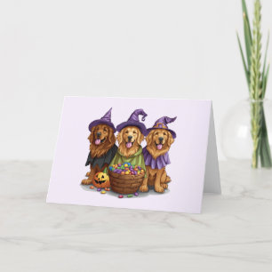 Cartes Pour Fêtes Annuelles Chiens sorciers Retriever dorés Halloween
