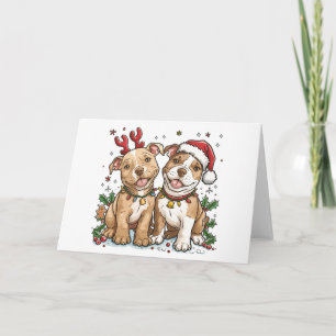 Cartes Pour Fêtes Annuelles Chiens taureaux de Noël Pit