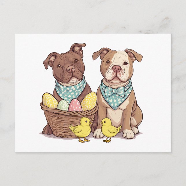 Cartes Pour Fêtes Annuelles Chiens taureaux de Pâques (Devant)