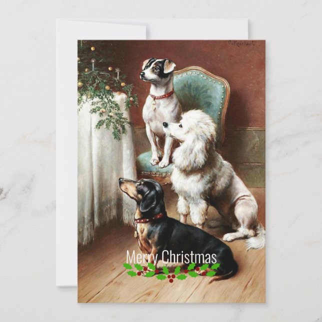 Cartes Pour Fêtes Annuelles Chiens - Un Noël, oeuvre de Carl Reichert (Devant)