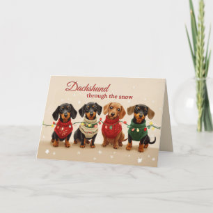 Cartes Pour Fêtes Annuelles Chiens vintages Dachshund Joyeux Noël
