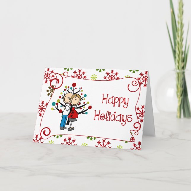 Cartes Pour Fêtes Annuelles Chiffre vacances dans l'expectative de bâton de (Devant)